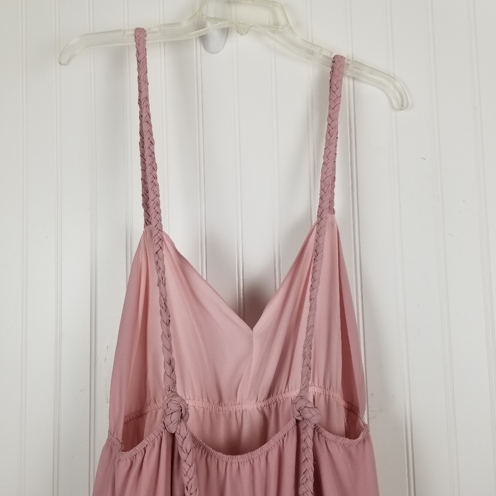 Lulus Sunshine Bound Mauve Pink Tiered Maxi Dress V Neck Adjustable Size Large - Picture 8 of 16